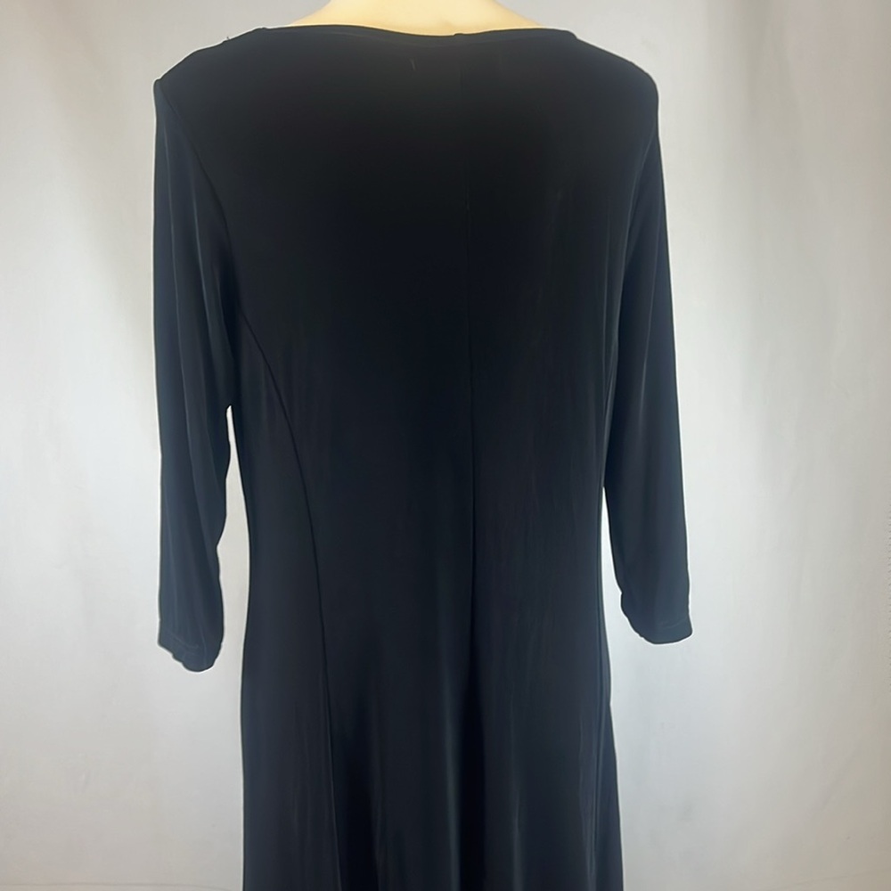Kiara Wrinkle Resistant Black Knit Travel Midi Dress L - Picture 4 of 6